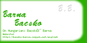 barna bacsko business card